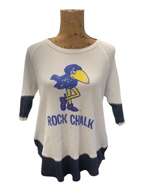 The Original Retro Brand Kansas Jayhawks Raglan Sleeve Women’s Top sz-XS